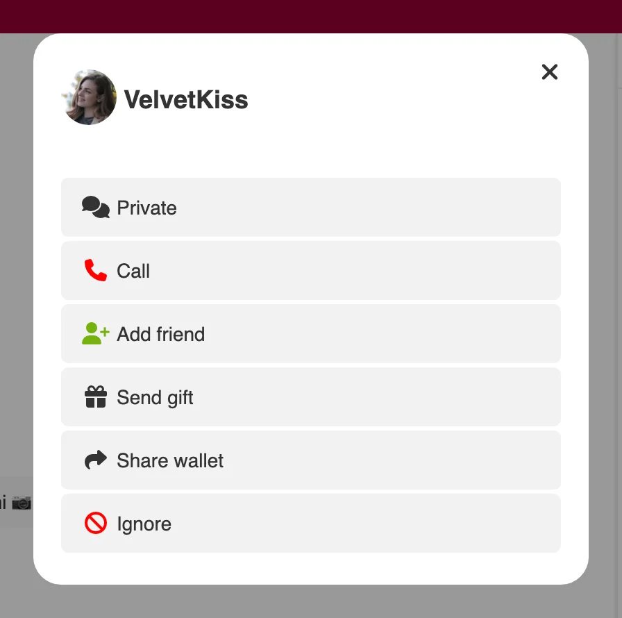 Member actions menu