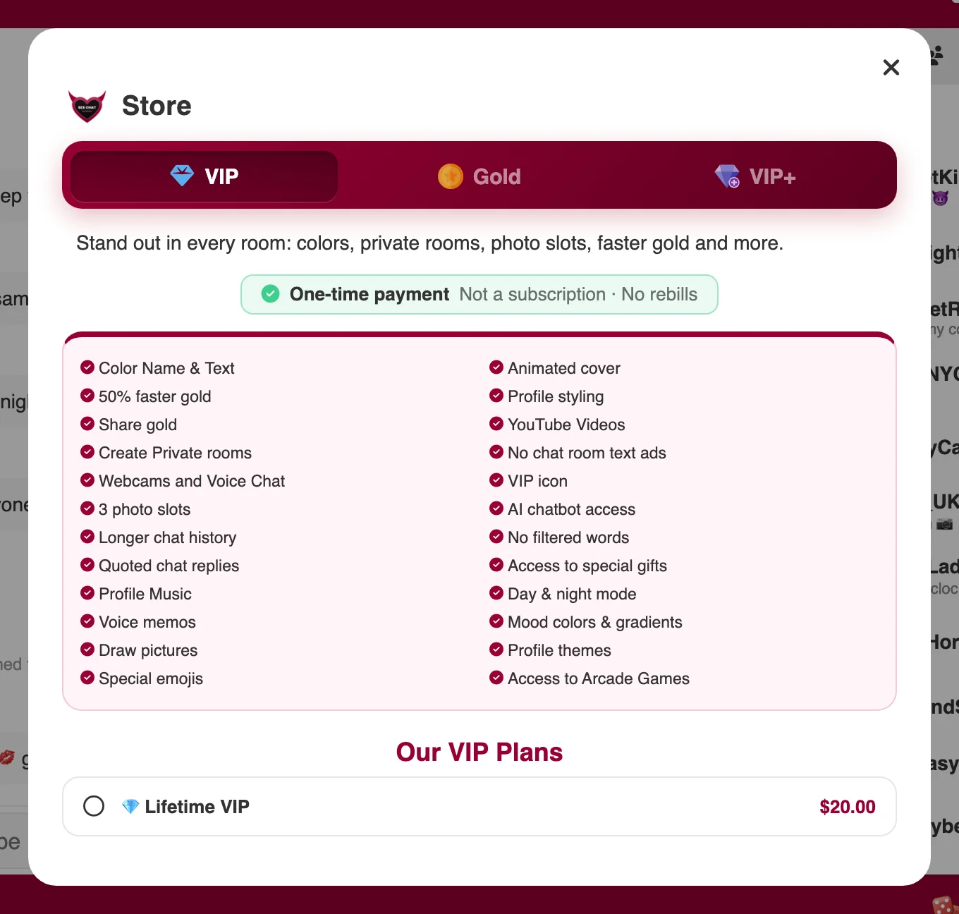 The Store with VIP, Gold and VIP+